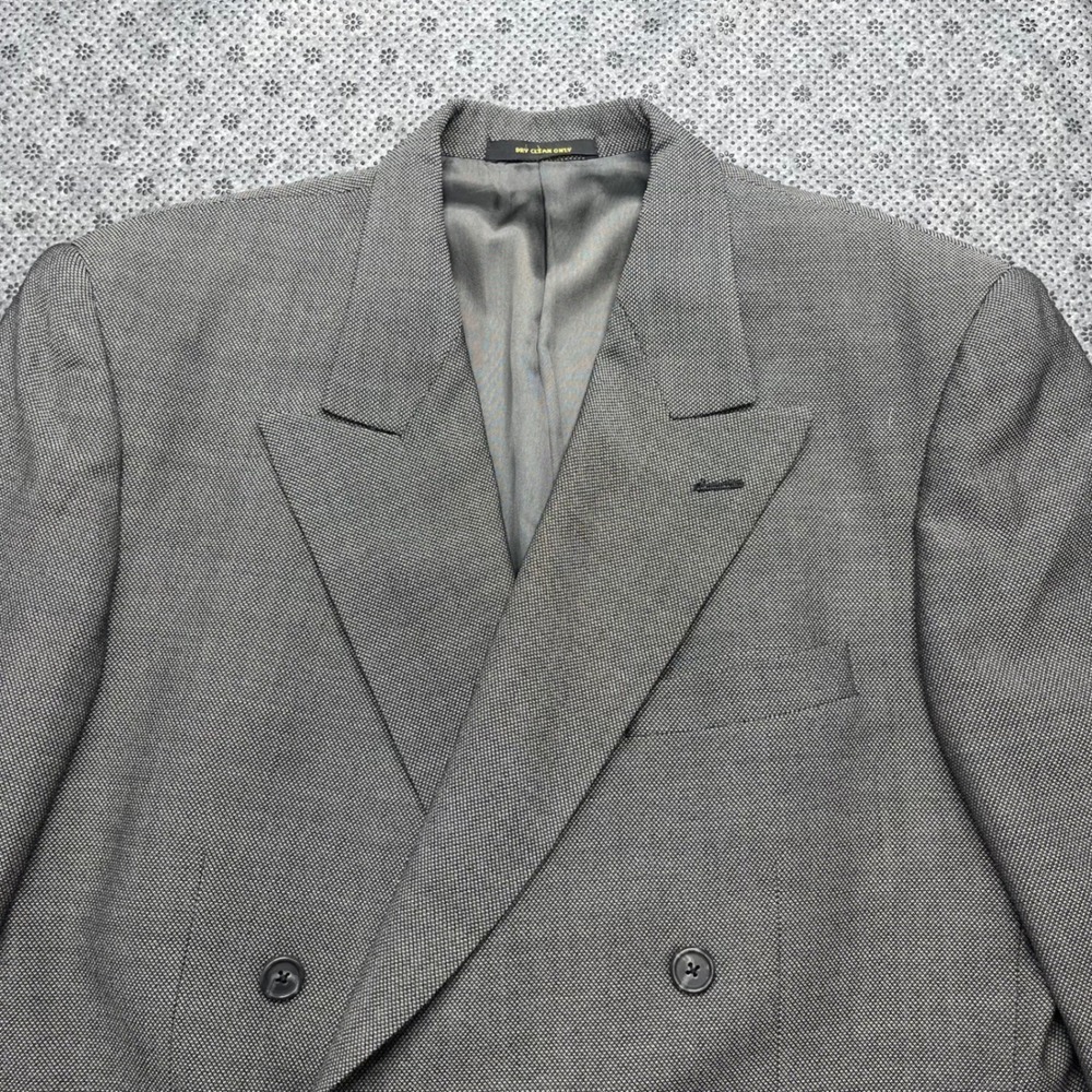 Vintage‎ USA Monsieur Givenchy Grey Double Breasted Blazer Jacket Peak Lapel 40L - Picture 11 of 14